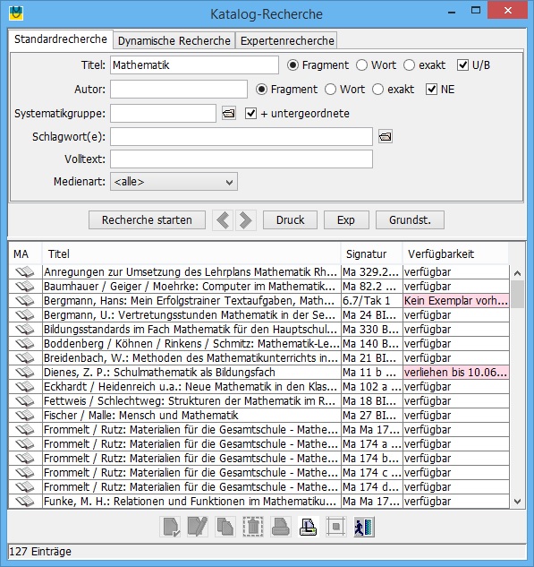 Standardrecherche