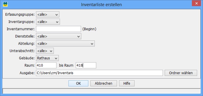 Aufruf Inventarliste