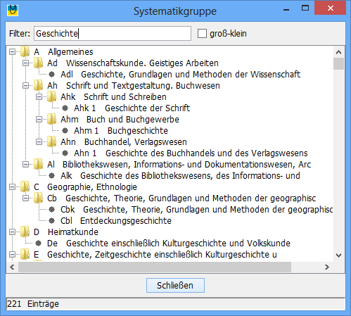 Baumdarstellung der Systematik