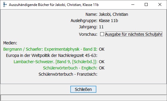 Auszuleihende Bcher