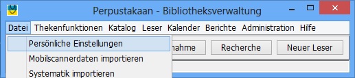 Aufruf Persönliche Einstellungen