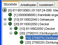 Stücklistendarstellung im Baum